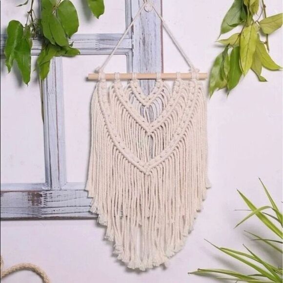 Macramé Home Decor Small Tapestry Bohemian Hippie Cottage Core - Picture 1 of 12
